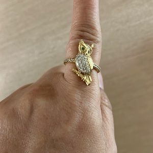 18K Owl ring with petite diamonds